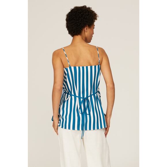 TOME x RTR Blue White Handkerchief Hem Striped Tank Top Size Medium - Picture 2 of 9